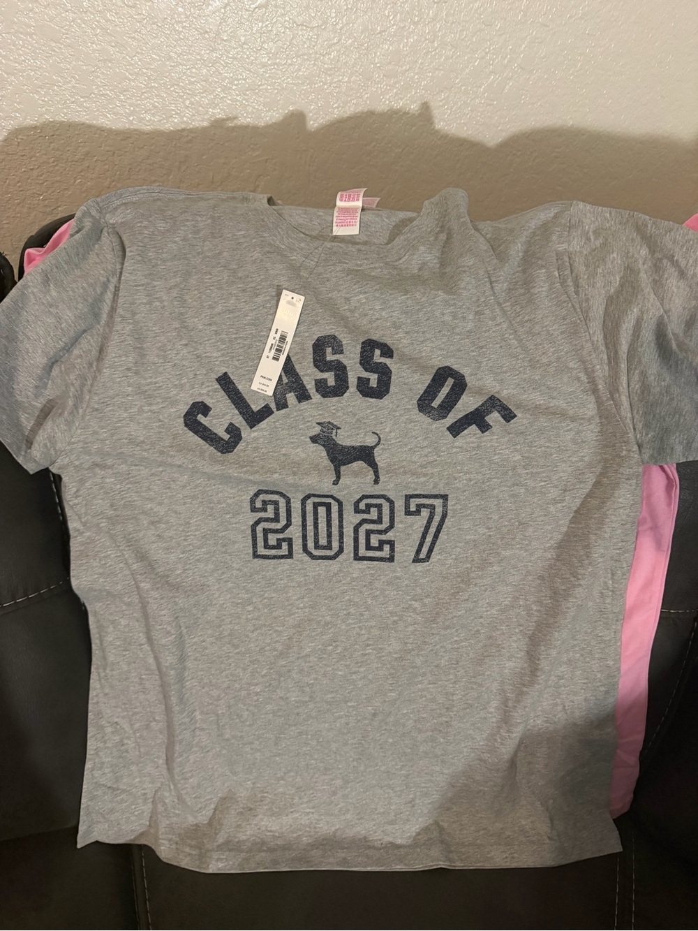 PINK Girls' Class of 2027 Grey Graphic Tee